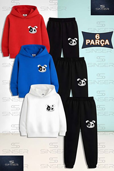 SS SİNSER Set de trening cu glugă din 3 piese pentru copii, unisex, cu ursule...