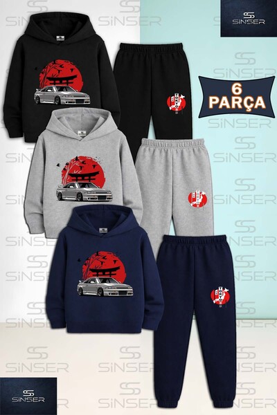SS SİNSER Set de trening cu glugă pentru copii, unisex, cu imprimeu CAR TOKYO...