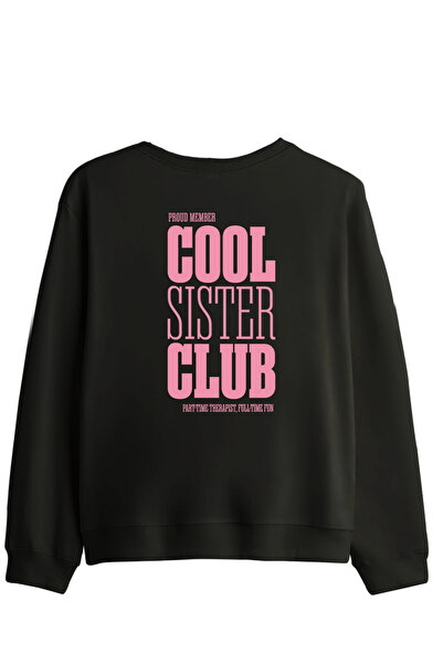 BetterThanCo Hanorac cu imprimeu Cool Sister Club, cu guler tip bicicletă