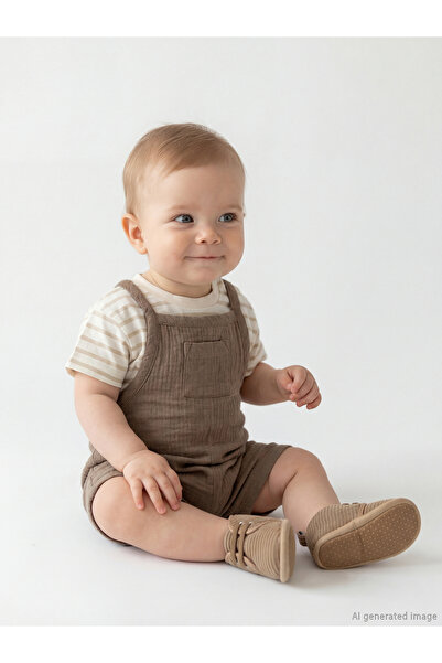 LC Waikiki ESVAB • Modern & Seçkin Çizgili Erkek Bebek Salopet ve T-shirt