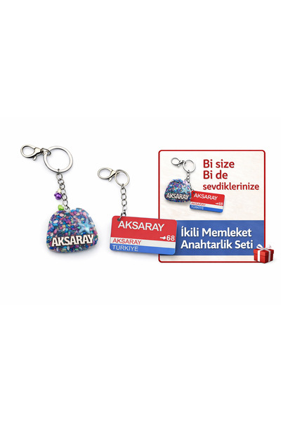 Home Aksaray Hometown Themed Handmade Set of 2 Keychains