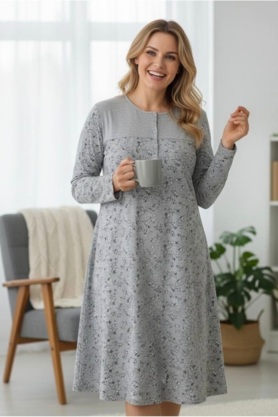 LİMİSSİ Women's 100% Cotton Modal Fabric Plus Size Home Dress