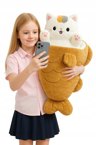 D'Dalan Kotek w Rybie – Maskotka 2 w 1 Miękki Pluszak 50 cm