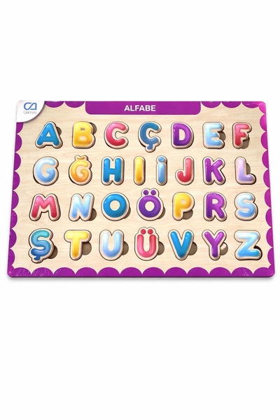 CANDA Eğitici Ahşap Alfabe Yapboz | Türkçe Harfler renkli eğitici oyuncak har...