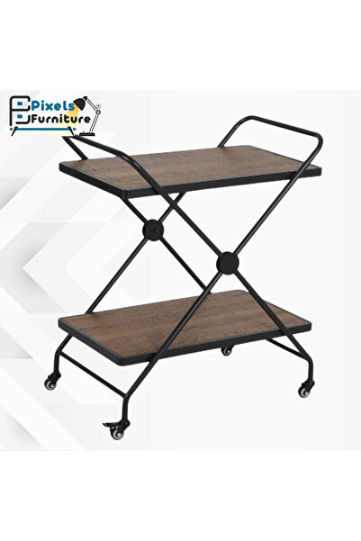 PixelsFurniture Pixel Furniture Rectangular 2-Tier Mobile Tea and Coffee Serv...