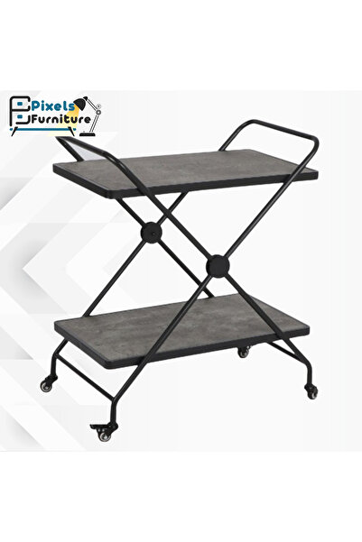 PixelsFurniture Pixel Furniture Rectangular 2-Tier Mobile Tea and Coffee Serv...