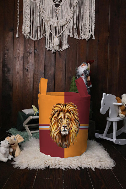 BelezaHome Çocuk ve Bebek Odası Oyuncak Sepeti Kırmızı Aslan Desenli Katlanab...