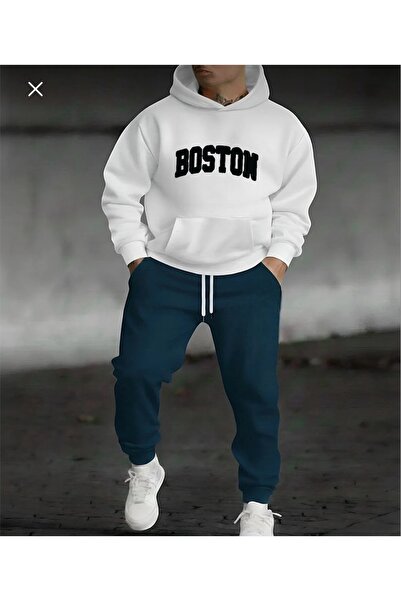 HerTarzınTrendi Boston Written Top-Bottom Double Daily Tracksuit Set, Special...
