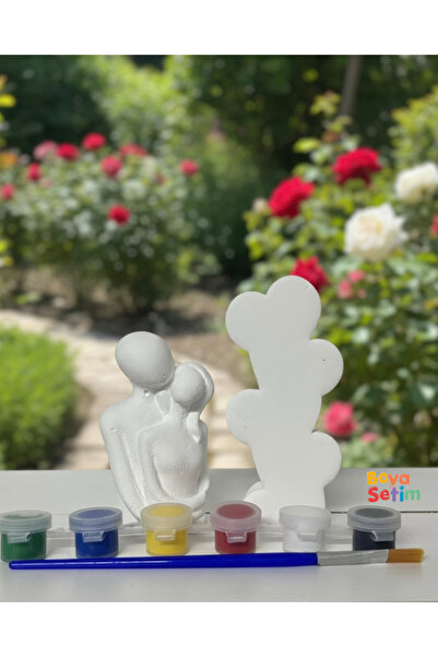 Boyama Sevgili Çift Ve Kalp Boya Seti Yetişkin Aktivitesi 2 Obje + 6 Boya + 1...