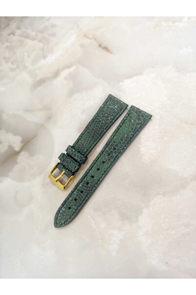 MUTLU GLOBAL Zeytinyağı Yeşili Yılan Desenli Parlak Hakiki Deri 20 mm El Yapı...