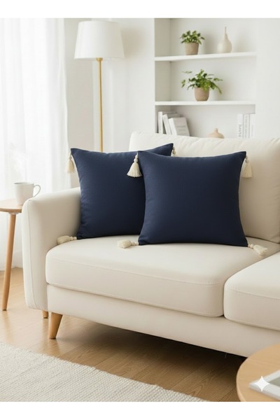 SEVHOME CONCEPT 2-Pack Cotton Linen Throw Pillow Covers 40X40 cm with Tassels