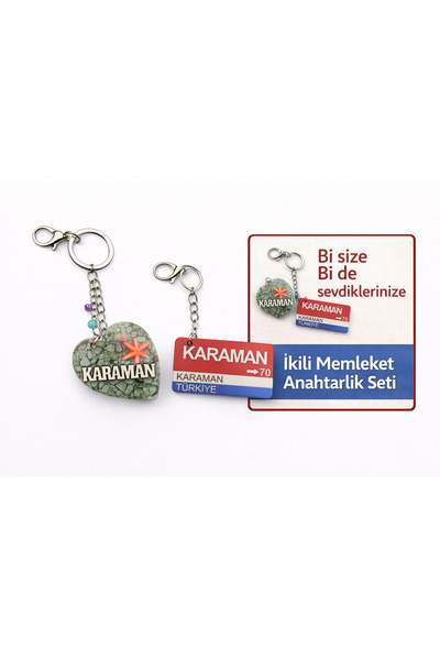 Home Karaman Hometown Themed Handmade Set of 2 Keychains