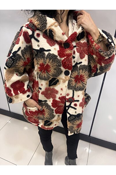 İTALYAN Keçe Dokulu Desenli Kapüşonlu Kaban