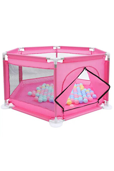 OEM Tarc De Joacă Pentru Copii Cu Plasă De Protecție Și Ușă Cu Fermoar, Roz