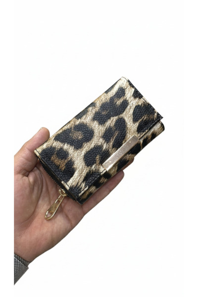 DerinHome Women's Leopard Patterned Faux Leather Wallet D6856Axns