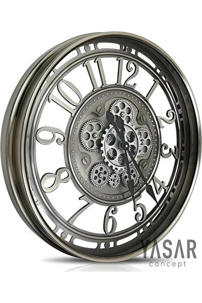 YASAR CONCEPT Rotanio Metal Çarklı Duvar Saati 55 Cm