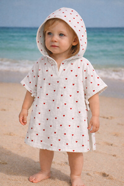 ygz junior organik çift kat müslin deniz havuz pançosu