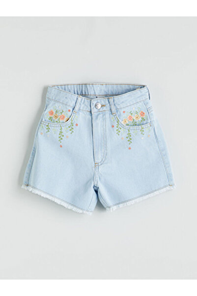 LC Waikiki RMZ GİYİM FARKİLYA Pantaloni scurți din denim pentru fete cu brode...
