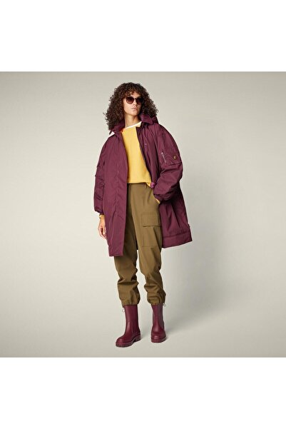 SAVE THE DUCK Isa Kadın Kapüşonlu Uzun Bomber, Hafif, Parlak Kumaş, Oversize ...