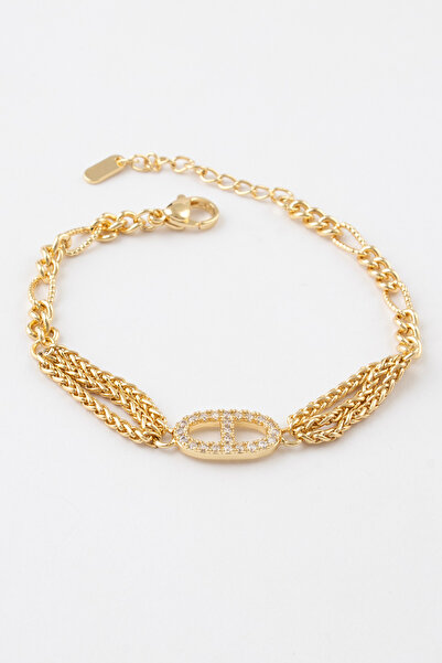 Sortie Aksesuar Circle Drop Figured Zircon Stone Stainless Steel Design Bracelet