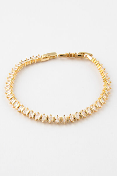 Sortie Aksesuar Damla Model Figured Zircon Stone Stainless Steel Design Bracelet