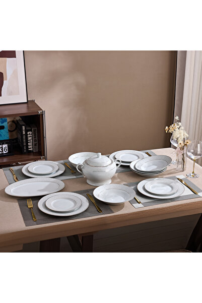 Malooki Golden Stardust Porcelain Dinner Set for 12 People 40 Pieces, Modern ...