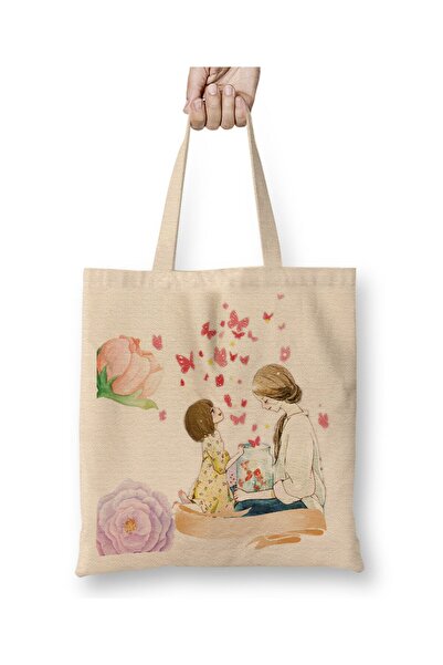 Toyaso Δώρο για τη γιορτή της μητέρας 023 Λευκή υφασμάτινη τσάντα με μακριά λ...