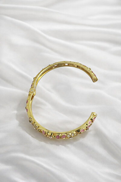 Aylin Bijuteri Zarif Tasarım Altın Renk & Mine Detaylı Paslanmaz Çelik Kelepç...