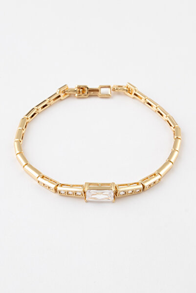 Sortie Aksesuar سوار بتصميم مستطيل كبير من الفولاذ المقاوم للصدأ مرصع بحجر ال...