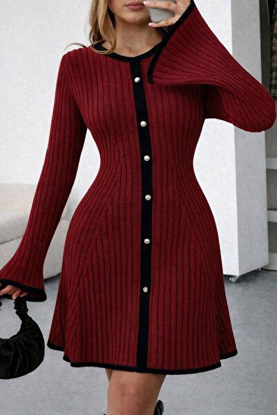 DEHA textile Soft Bordo Pearl-Detained Knit Dress