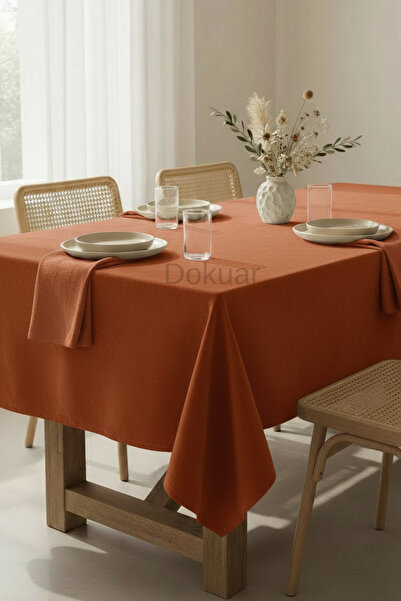 Dokuar Kadife Dokulu Premium Düz Renk Polyester Dertsiz Masa Örtüsü