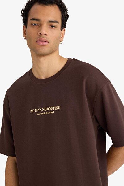 DeFacto Breathable Boxy Fit Printed T-Shirt F8097Ax26Sp