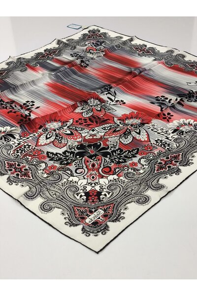 PİRAMİT Balse Sura Silk Scarf Red Black White 5016-2
