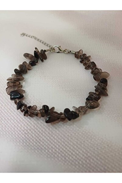 Butik Black Transparent Broken Cut Natural Stone Smoky Quartz Bracelet Closur...