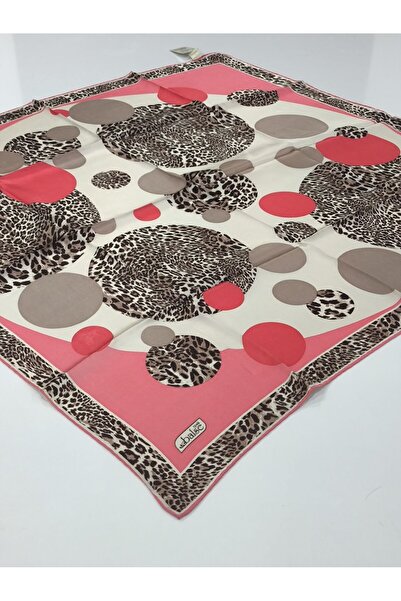 PİRAMİT Balse Sura Silk Scarf Leopard Pattern Coral Brown 5028-1