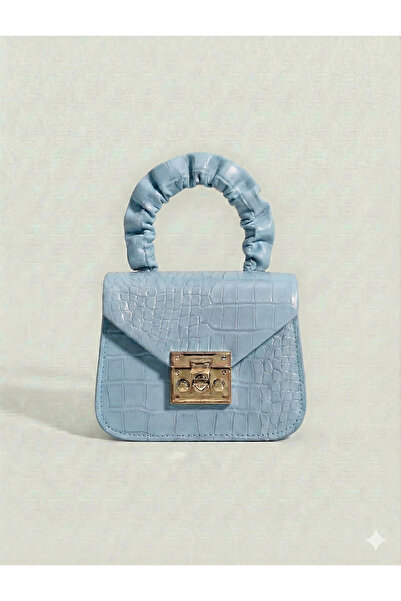 Çanta Trend - حقيبة جلدية صغيرة بنمط جلد التمساح مع مقبض قابل للشد