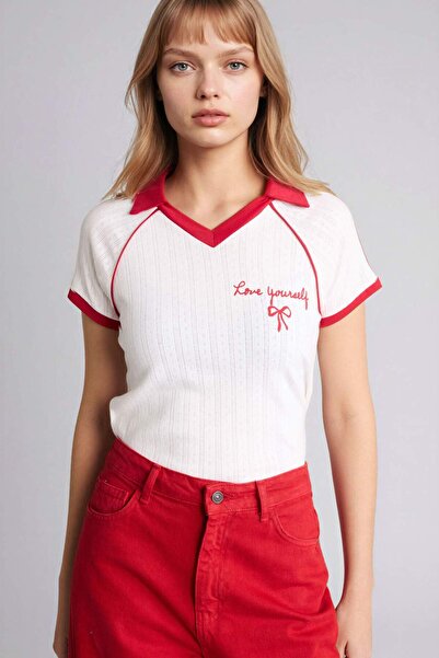 DeFacto Fitted Embroidered T-Shirt G7181Ax26Sp