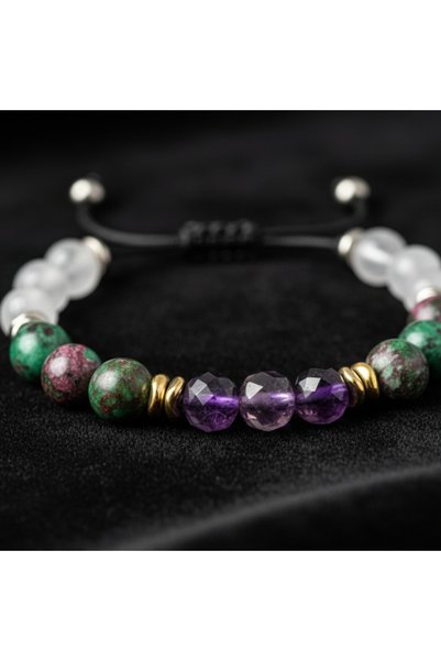 Crystal Coza هدية ذات معنى للحب، سوار من الحجر الطبيعي بطاقة الحب