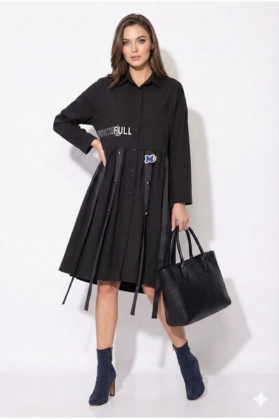 shE tekstil Designed Shirt Dress with Ribbon Detail