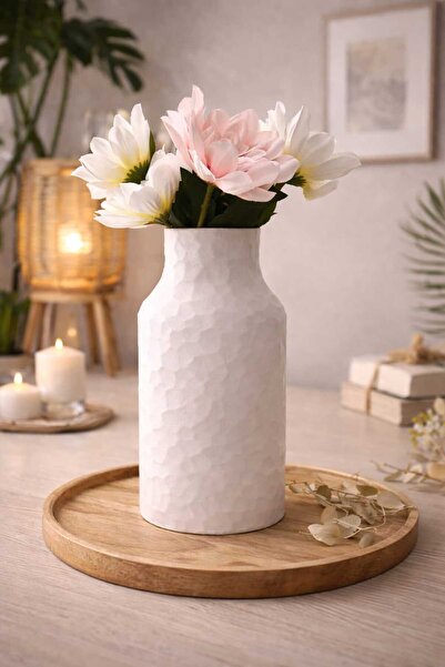 SteraDesign Modern Decorative Vase 25 cm |   Textured Design Plastic Vase |  ...