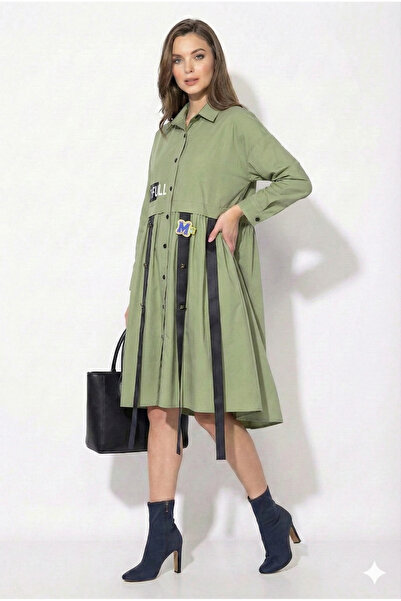 shE tekstil Rochie cămașă cu detalii cu dungi