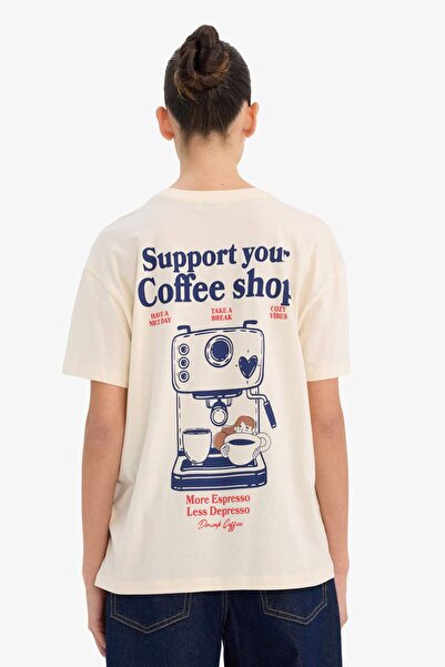 DeFacto Overshirt Fit Back Printed T-Shirt G2437Ax26Sp