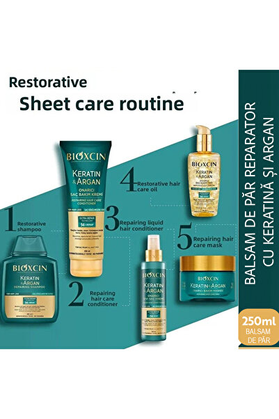 Bioxcin Keratin Argan Balsam Reparator 4x250 ML pentru Par Deteriorat si Uscat