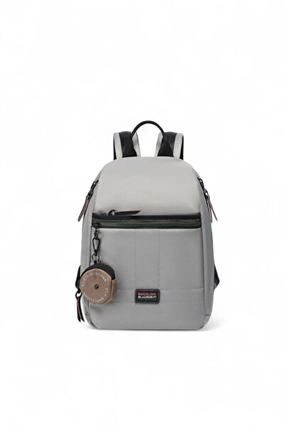 21Kbarcelona Gray Women's Backpack with Logo Detail Brc 3266