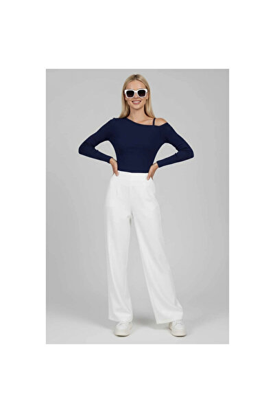 NUVIRAA Bluză cu un singur umăr cu șnur Albastru bleumarin T4328