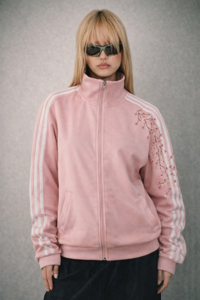 Gofeel Çiçek Nakışlı Şeritli Unisex Fermuarlı Ceket