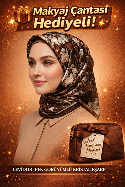 Levidor 90X90 Silk-Look Brown Colored Crystal Scarf – Non-Slip Twill Stylish ...