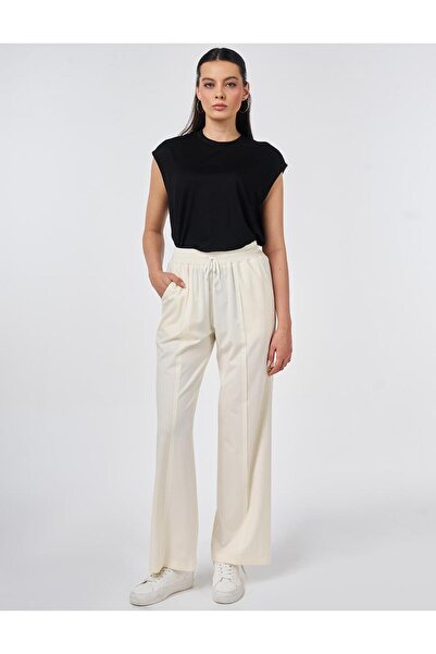 Kayra Relaxed Fit Rayon Trousers Ecru