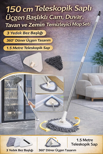 Hane Dostu 150 cm Teleskopik Saplı Üçgen Başlıklı Cam, Duvar, Tavan ve Zemin ...