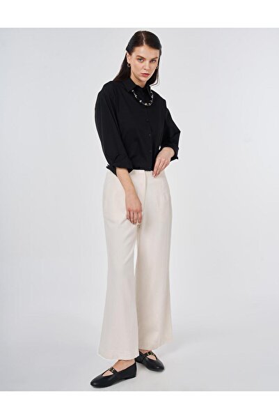 KYR High Waist Non Denim Trousers Cream